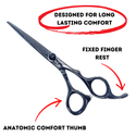Shear Fanatic™️ Scissor Shear Fanatic-Auto Ship-Right Hand-Non Swivel-Eclipse Series, close-up of professional hair cutting scissors highlighting the ergonomic design, fixed finger rest, and smooth finish.