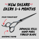 Shear Fanatic™️ Scissor Shear Fanatic-Auto Ship-Left Hand-Non Swivel-Eclipse Series, Japanese steel forged blade with fixed finger rest and anatomical thumb for precise hair cutting.