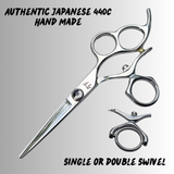 Shear Fanatic™ Stainless Steel 3-Hole Swivel Shears (Ergonomic Professional Hair Cutting Scissors)
