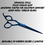 Shear Fanatic™️ Scissor Shear Fanatic®️ Pro Series Left Handed Blue Professional Hair Shears, blue stainless steel hair cutting scissors with ergonomic finger rest and handcrafted forged blade.