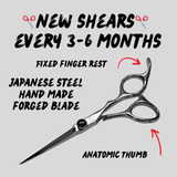 Shear Fanatic™️ Scissor Shear Fanatic-Auto Ship-Right Hand-Non Swivel-Eclipse Series, professional hairdressing scissors made of Japanese steel with fixed finger rest and forged blade.