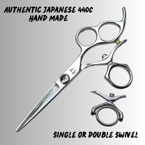 Shear Fanatic™ Stainless Steel 3-Hole Swivel Shears (Ergonomic Professional Hair Cutting Scissors)