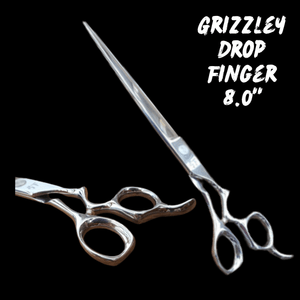 Shear Fanatic™️ Barber Shear Fanatic®️ Craft Series Grizzley 8.0" Barber Shear, chrome scissors with ergonomic finger rests for professional hair cutting.