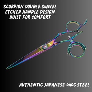 Rainbow Scorpion Double Swivel Hair Shears – ergonomic professional hair shears
