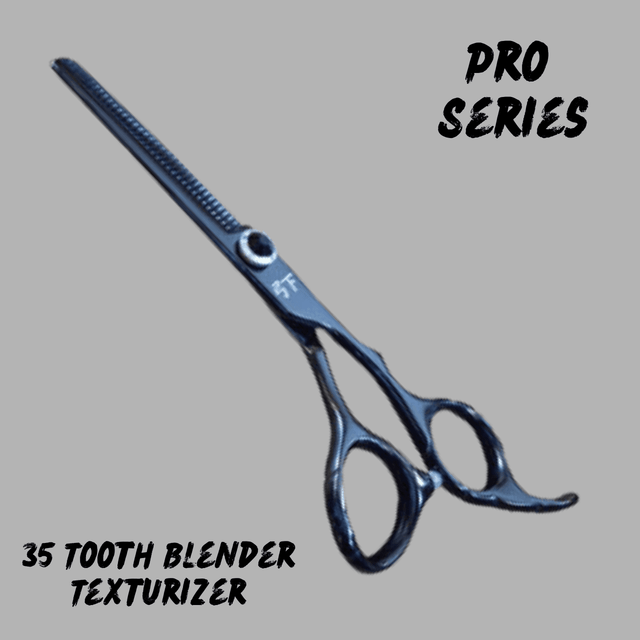 Shear Fanatic™️ Scissor Shear Fanatic®️ Pro Series Black 35 Tooth 6.0" Texturizing Shears, black professional hair thinning and texturizing scissors with 35 teeth and ergonomic handles.