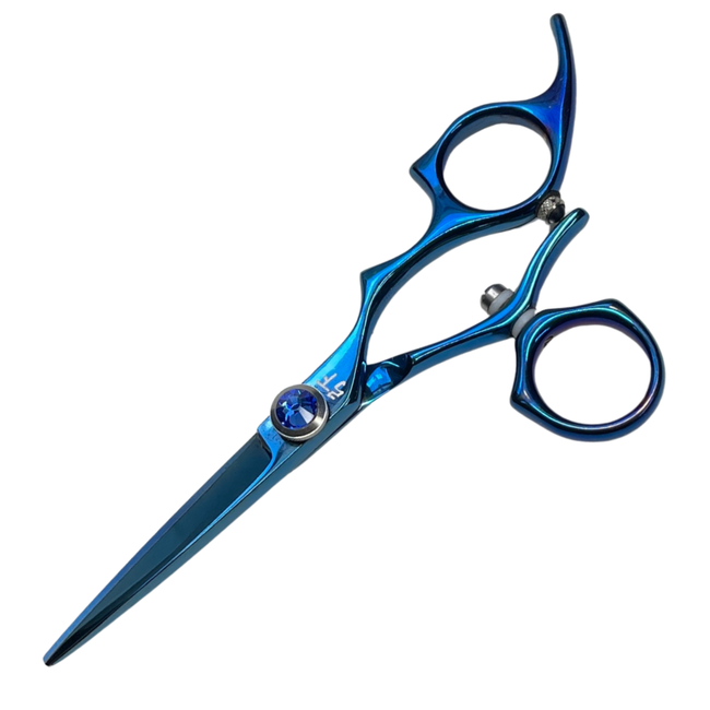 Swivel Shears for Haircutting – Blue Titanium Ergonomic Thumb