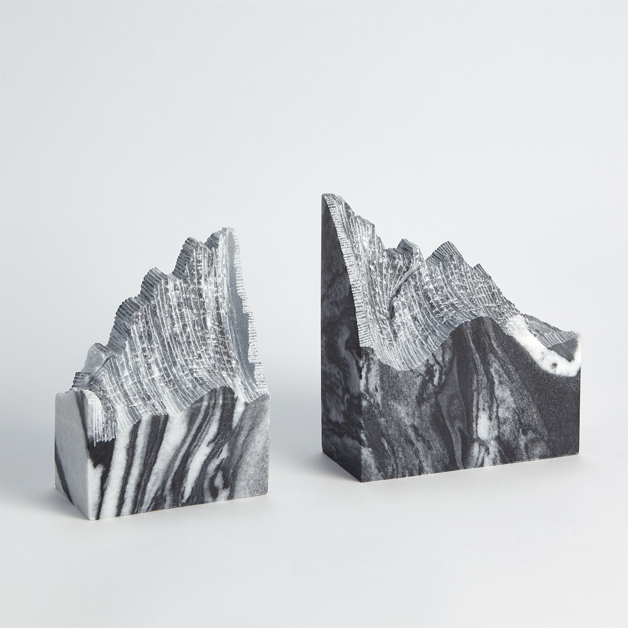 Studio A Pair Mountain Summit Bookends - Black Marble