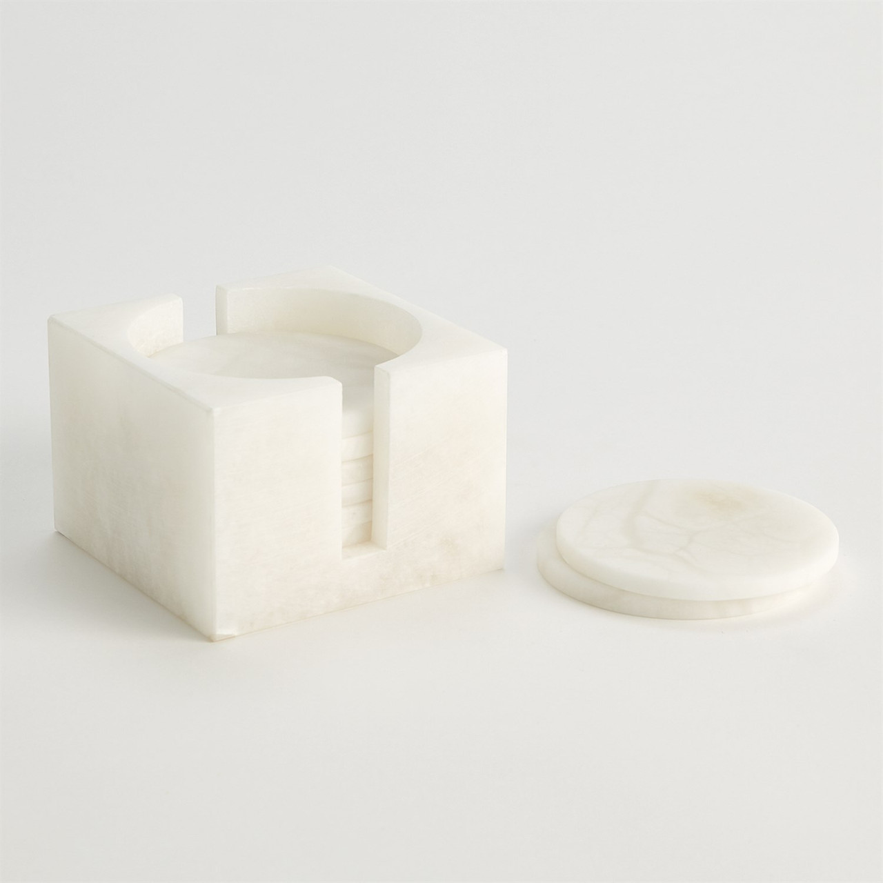 Global Views S 8 Alabaster Coasters W Holder