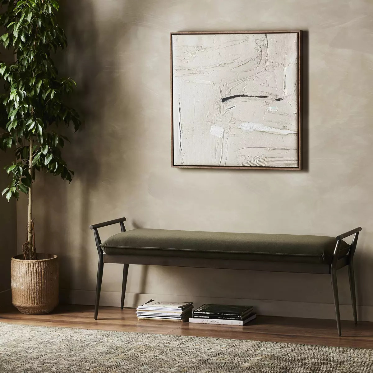 Four Hands Charlotte Bench - Modern Velvet Loden