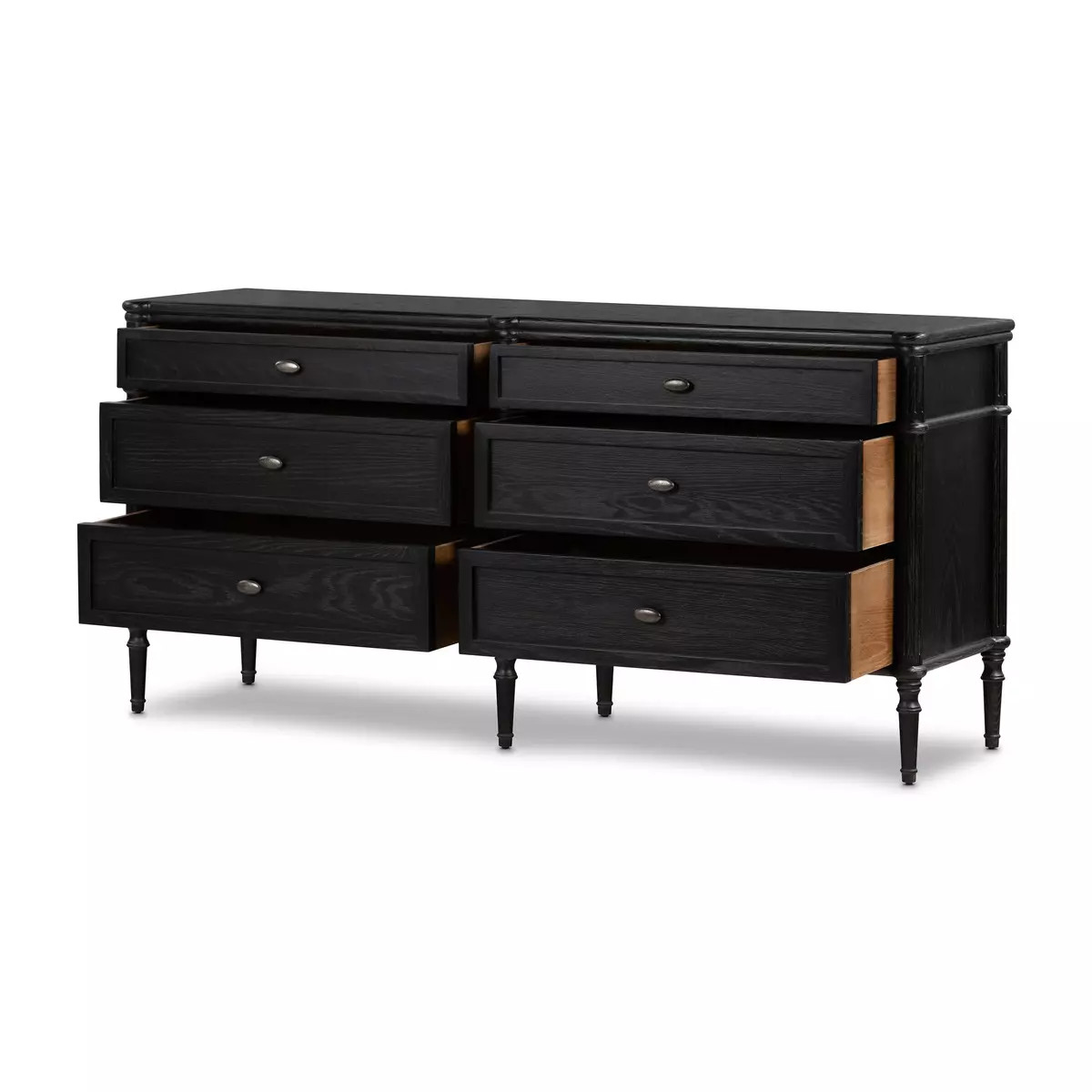 distressed black dresser Black Distressed Six-Drawer Dresser