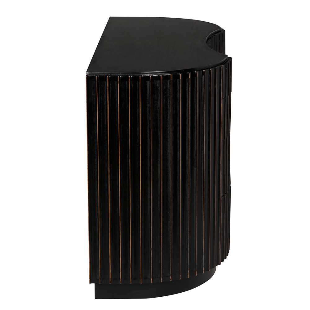Noir Irene Dresser - Hand Rubbed Black With Light Brown Trim