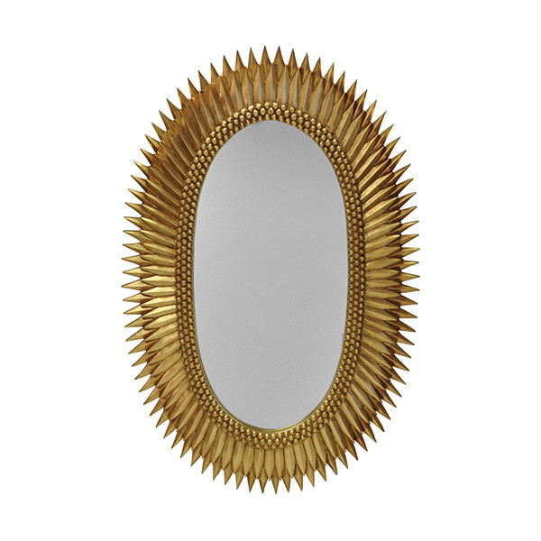 Worlds Away Oval Starburst Mirror - Gold Leaf