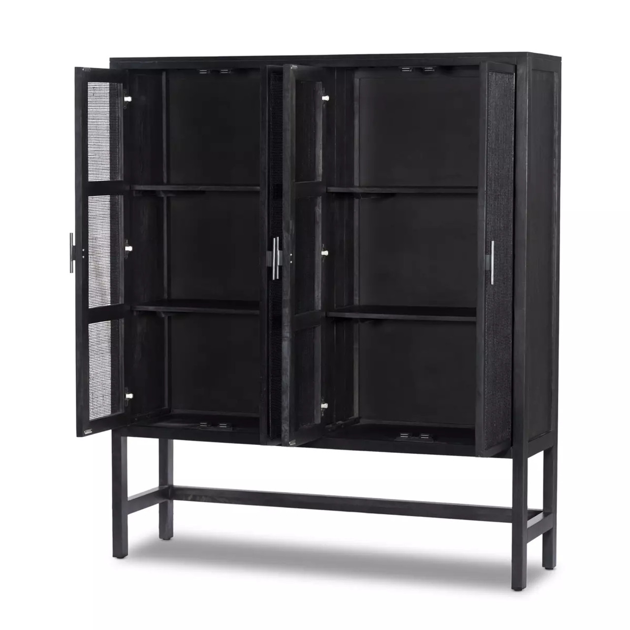 Cane and black cabinet cheap