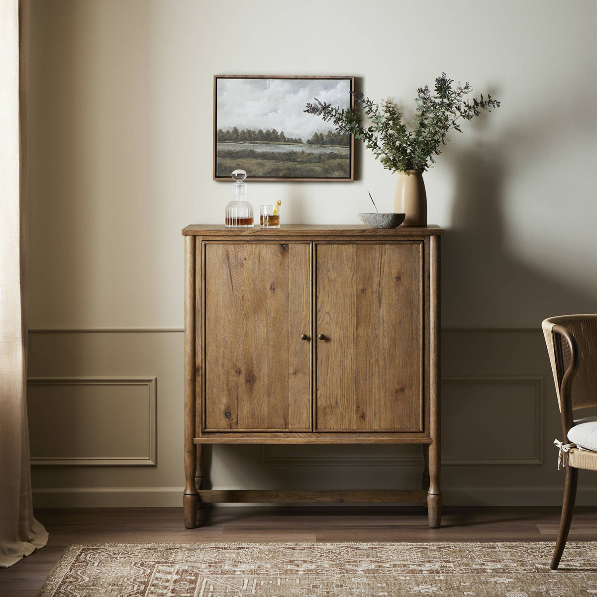 Amber Lewis x Four Hands Bari Bar Cabinet - Weathered Oak Veneer