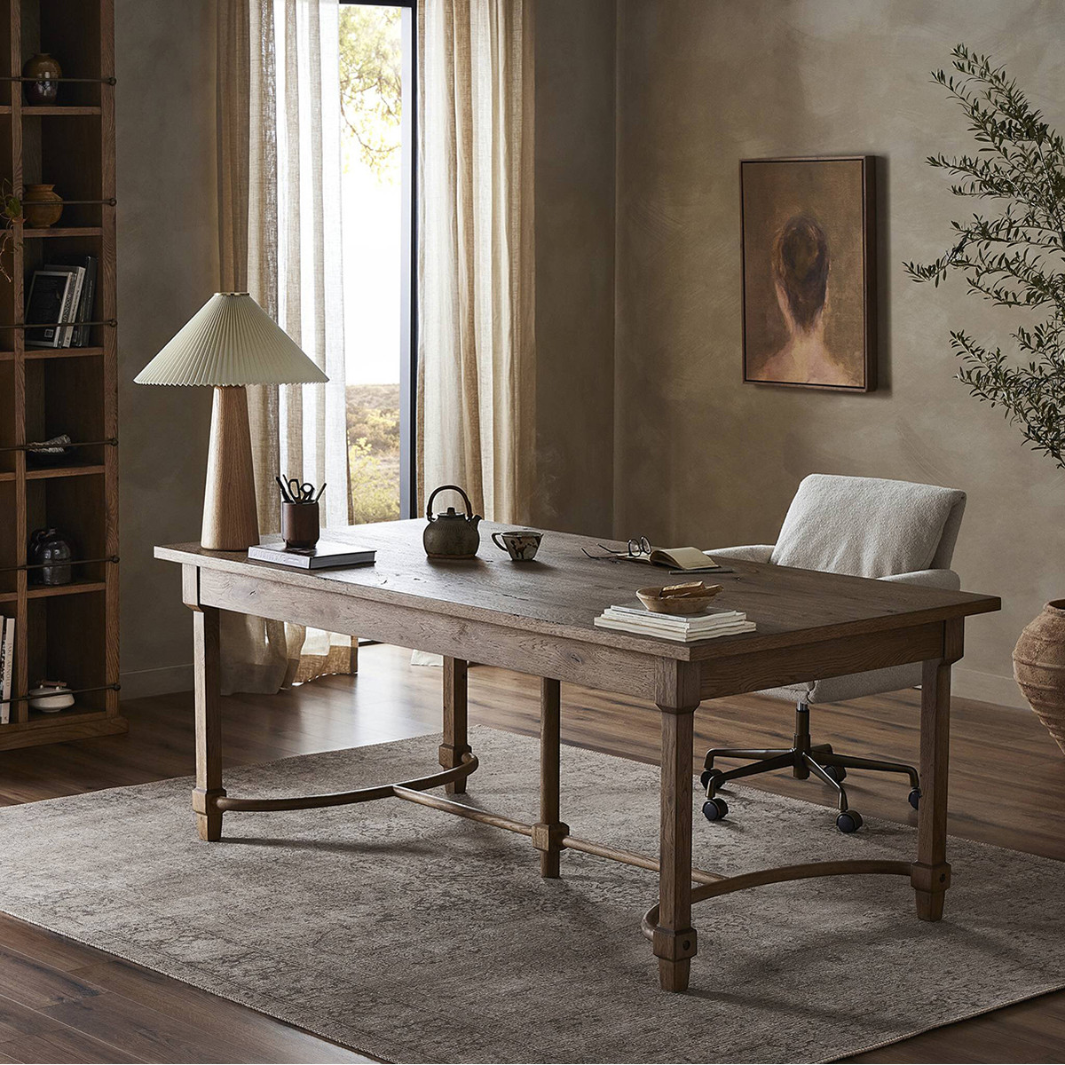 Amber Lewis x Four Hands Edison Desk - Worn Oak Veneer