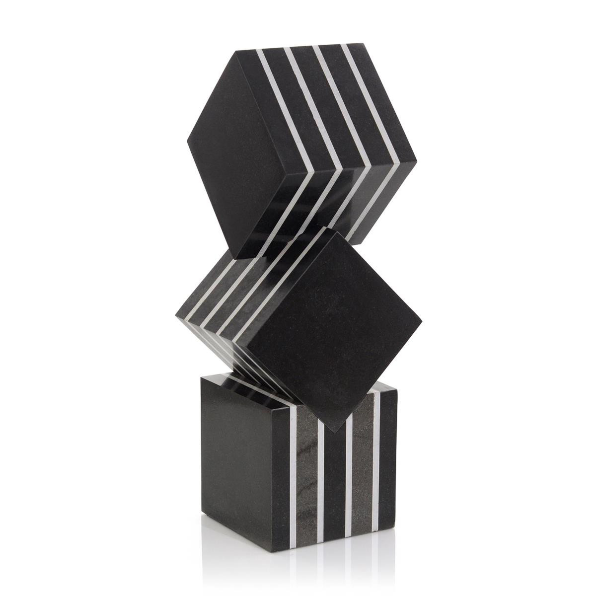 John Roche R Cubed John Richard Cubed Black Marble Sculpture