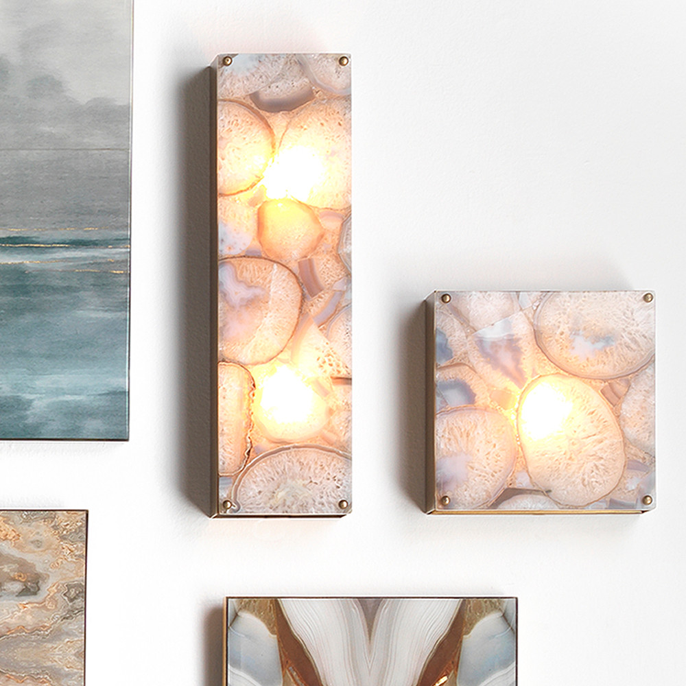 Jamie Young Adeline Rectangle Wall Sconce - Agate Resin And