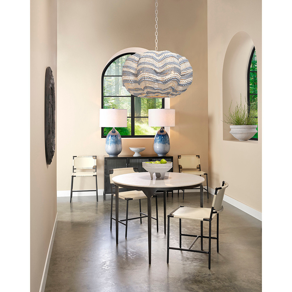 Jamie Young Clamshell Wood Beaded Chandelier - Blue