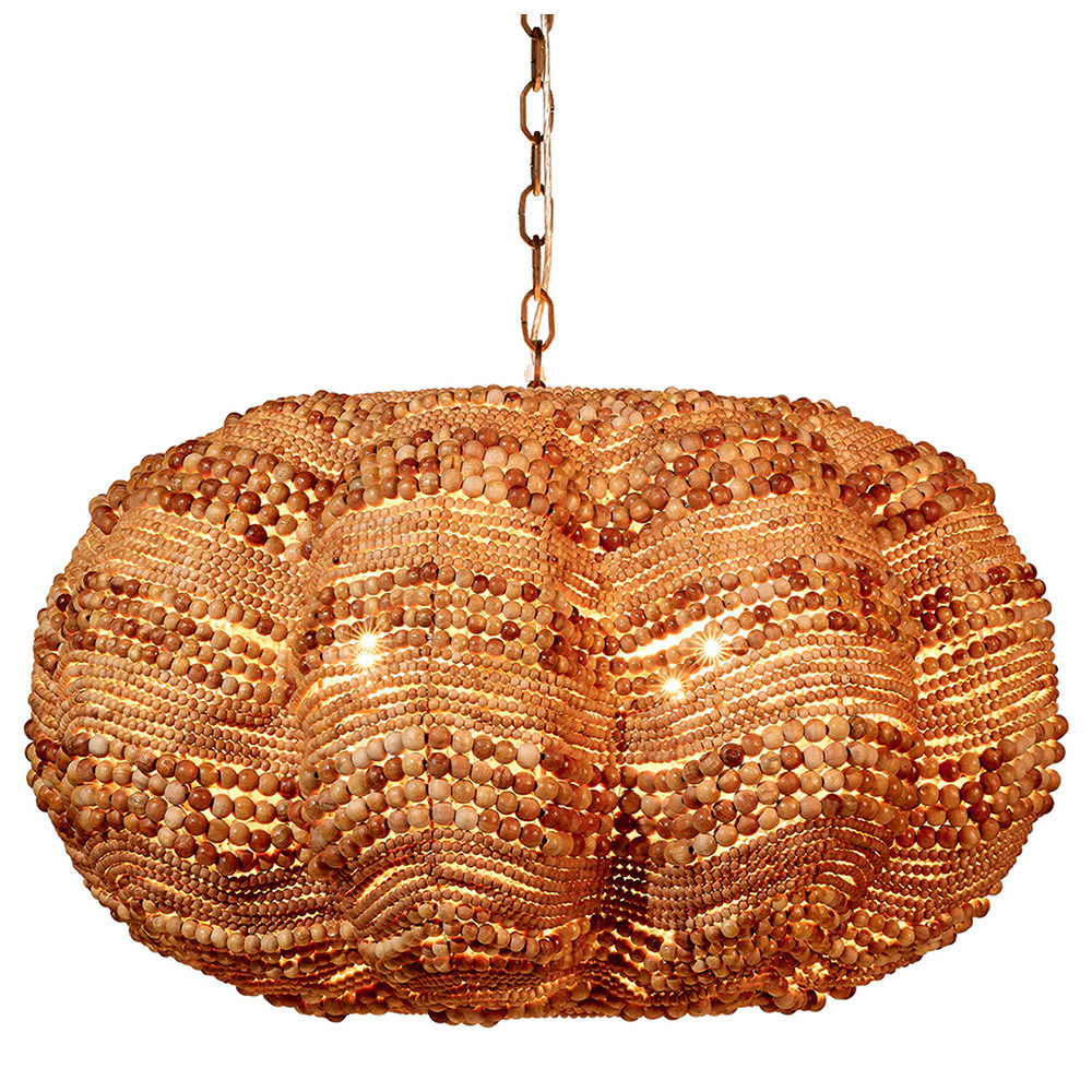 Jamie Young Clamshell Wood Beaded Chandelier - Natural