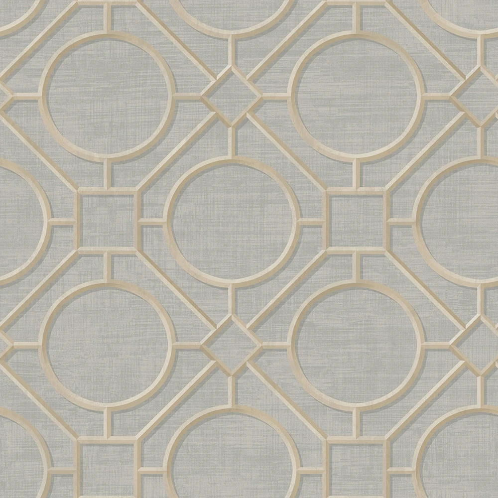 Seabrook Designs Silk Road Trellis - Metallic Gold and Gray