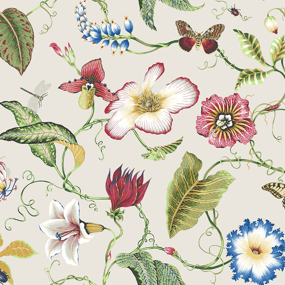 NextWall Summer Garden Floral - Raspberry & Chartreuse