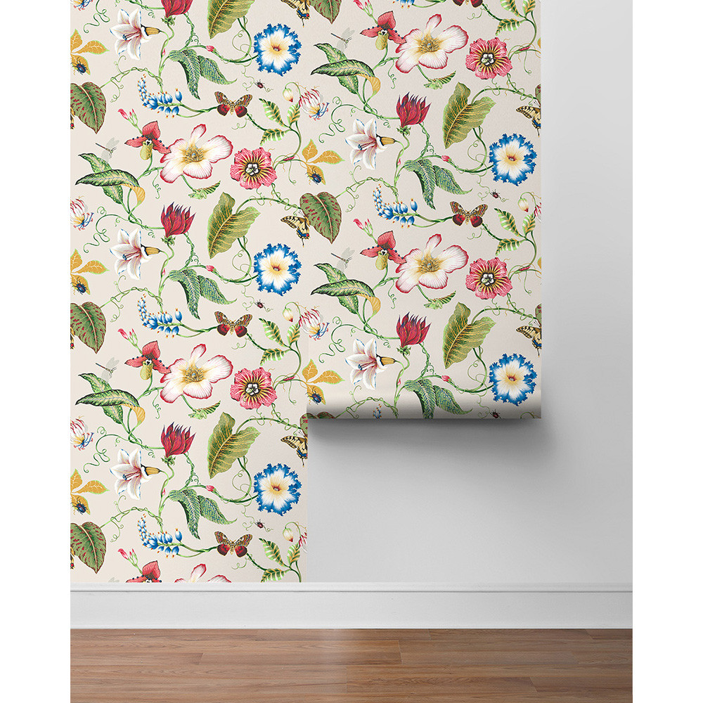 NextWall Summer Garden Floral - Raspberry & Chartreuse