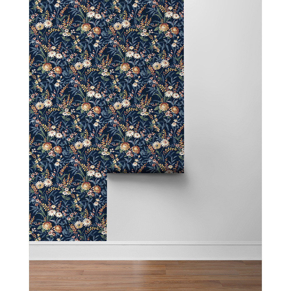 NextWall Vintage Floral - Navy Blue