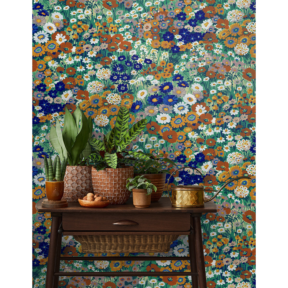 NextWall Floral Meadow - Summer Glades & Terra Cotta