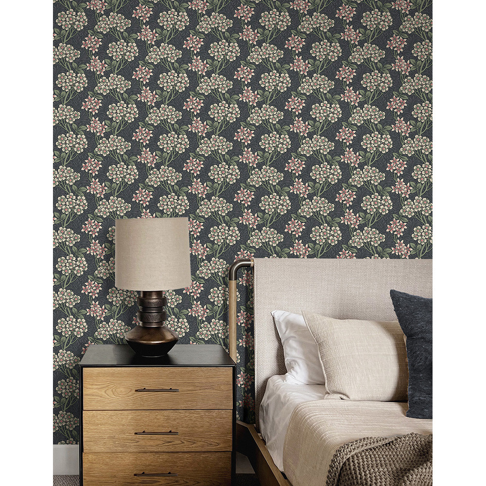 NextWall Floral Vine - Smoke & Laurel Green