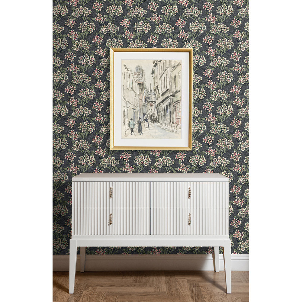 NextWall Floral Vine - Smoke & Laurel Green