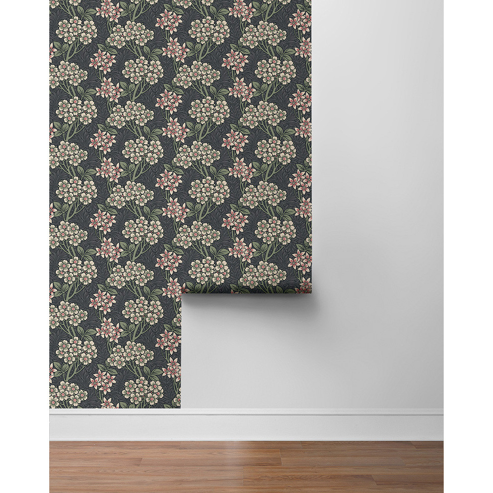 NextWall Floral Vine - Smoke & Laurel Green