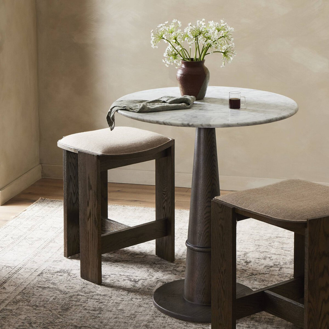 Four Hands Goetz Counter Table - Honed White Marble