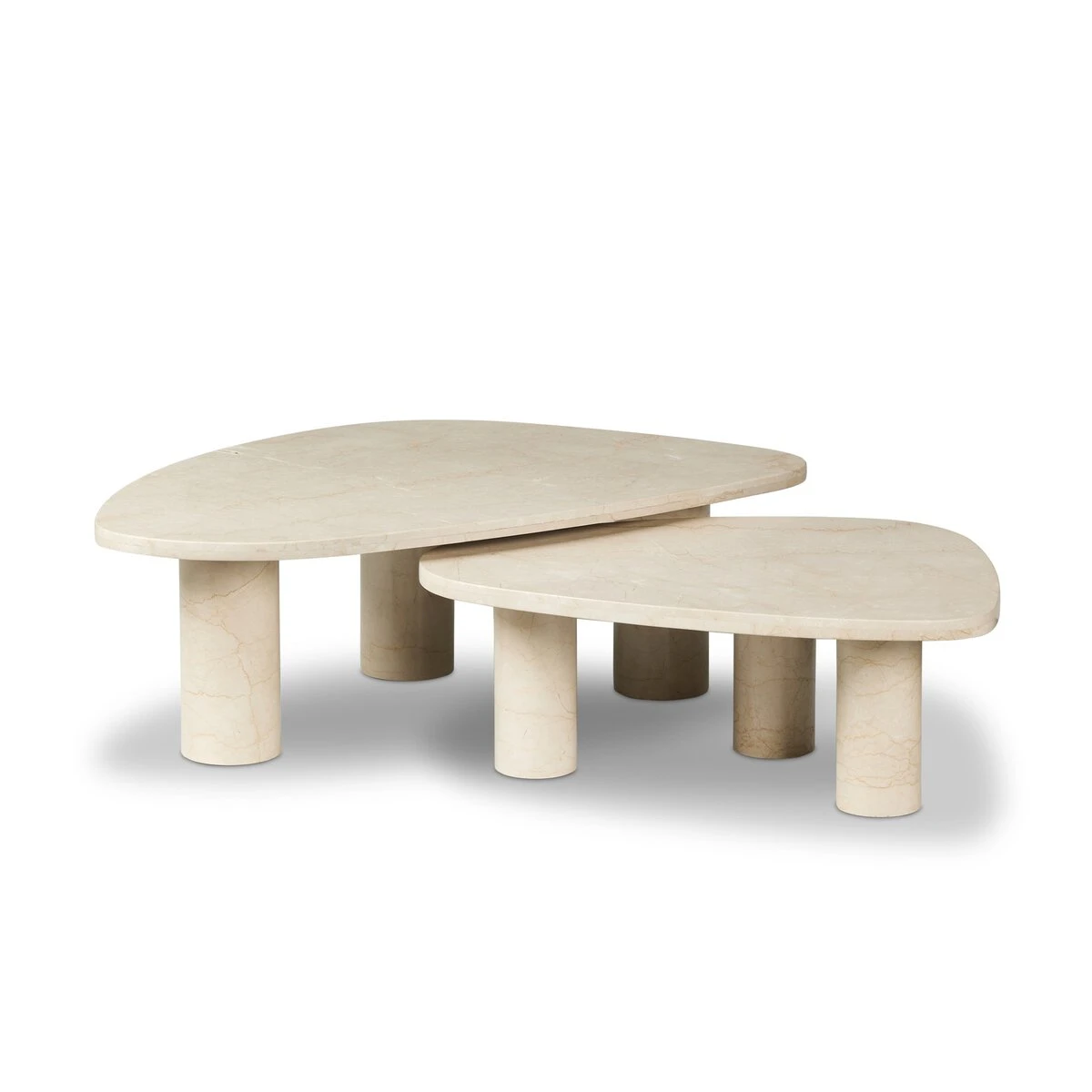 Four Hands Zion Coffee Table Set - Cream Marble