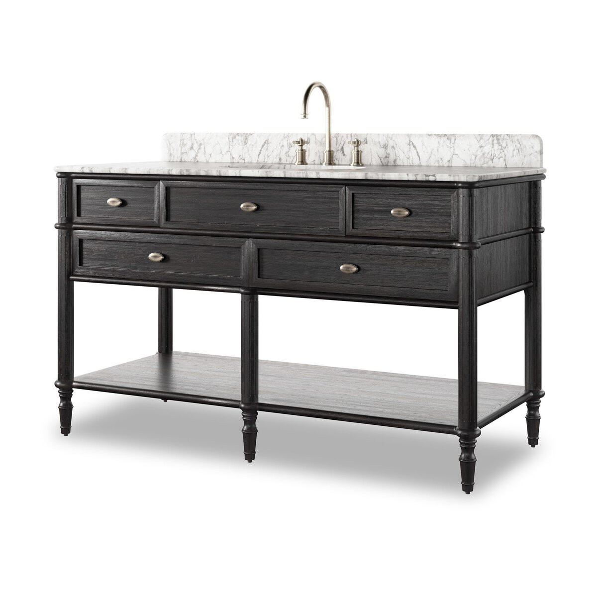 Four Hands Toulouse Single Wide Vanity - Satin Black Veneer