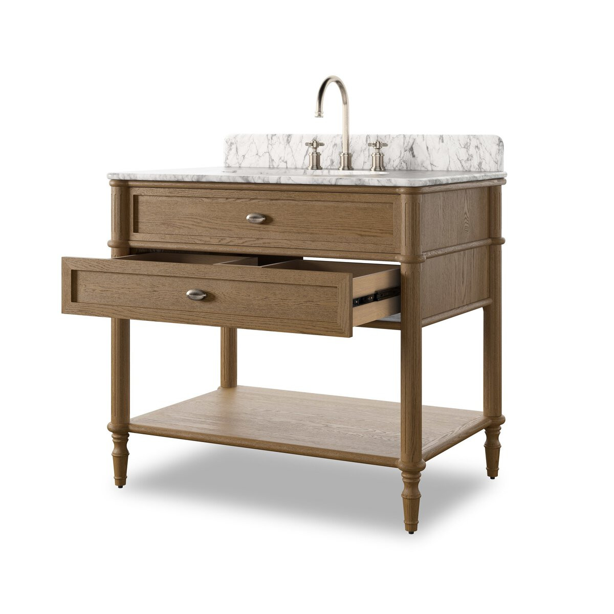 Four Hands Toulouse Single Vanity - Washed Blonde Oak Veneer