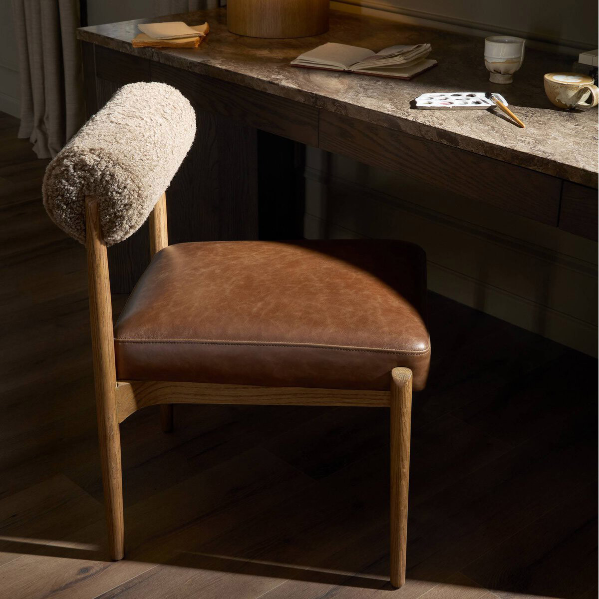 Four Hands Jazelle Dining Chair - Taupe Shearling