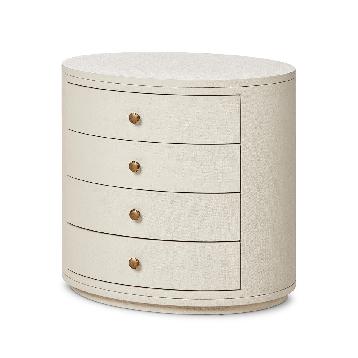 Four Hands Amelia Oval Nightstand - Ivory Painted Linen