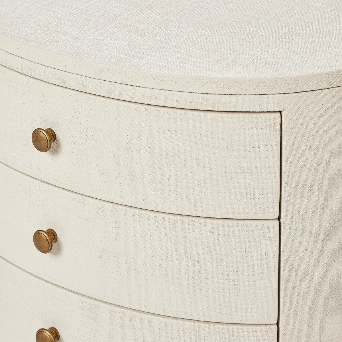 Four Hands Amelia Oval Nightstand - Ivory Painted Linen