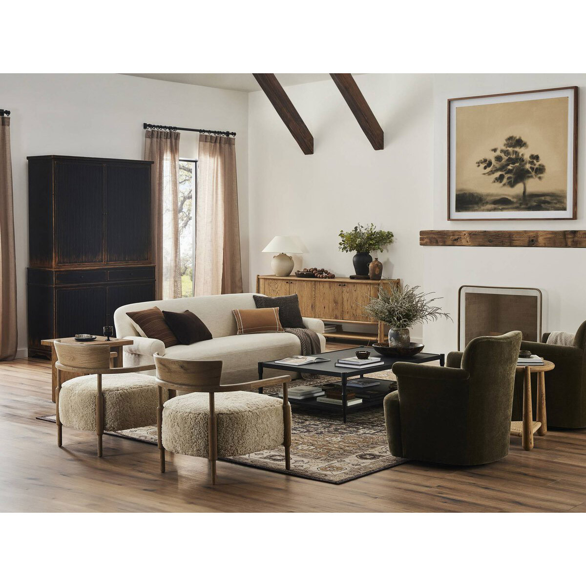 Amber Lewis x Four Hands Camellia Swivel Chair - Malmo Olive