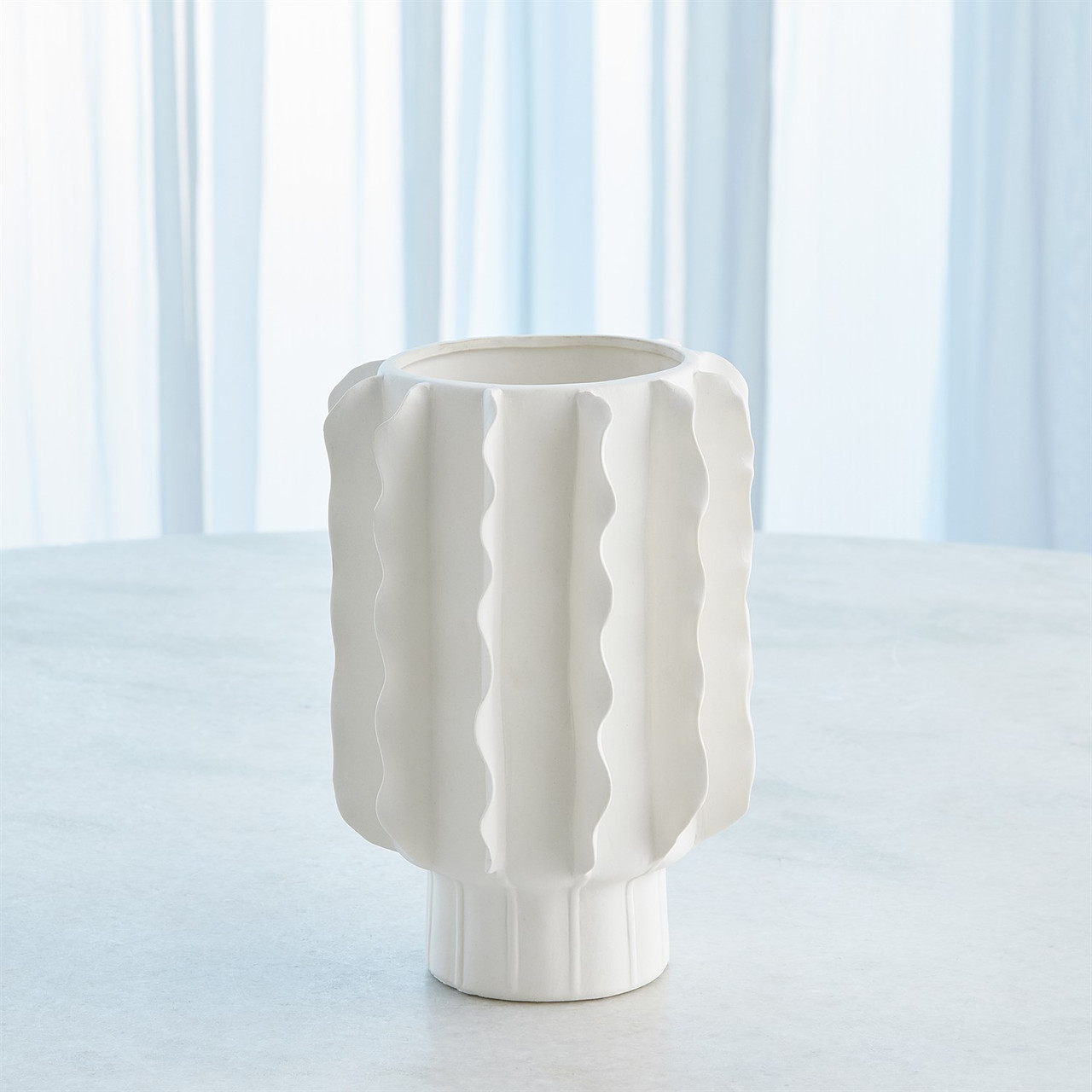 Frilled Vase Matte White - Large - Thumbnail 3