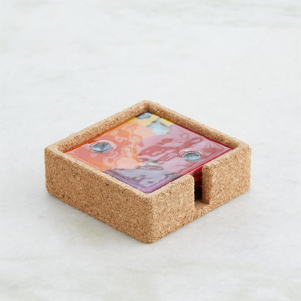 Global Views Fused Floral Coaster Set - Bright