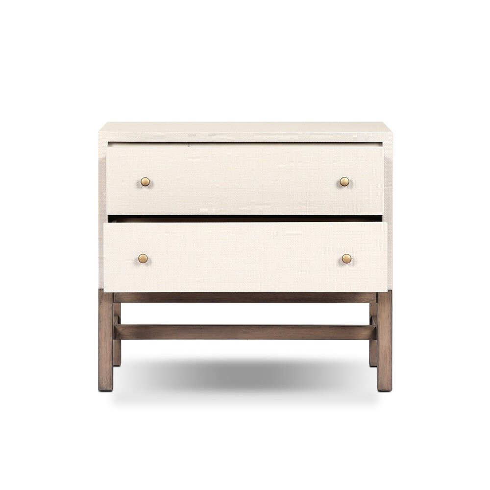 Four Hands Fiona Nightstand - Ivory Painted Raffia