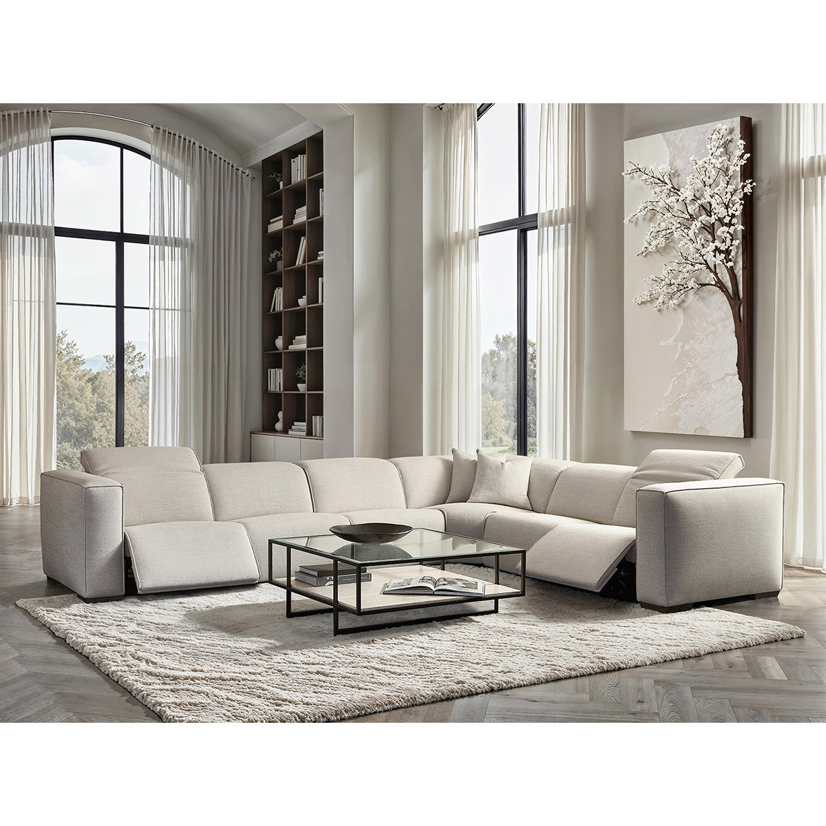 Bernhardt 6 Piece Bliss Fabric Power Motion Sectional