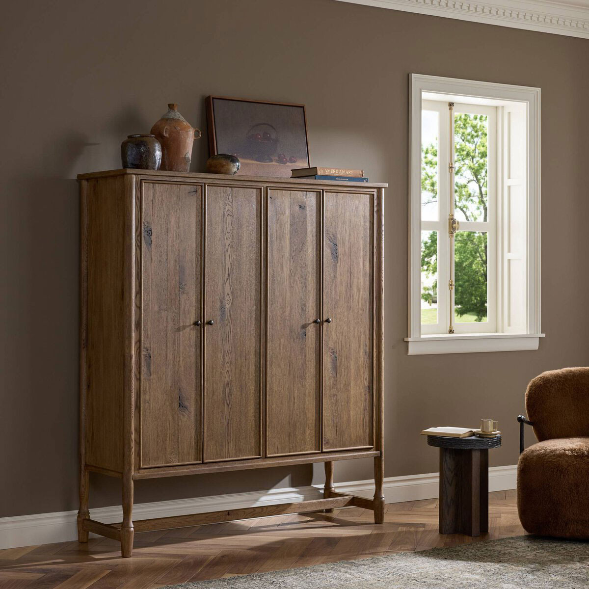 EDWIN インテリア Amber Lewis x Four Hands Bari Wide Cabinet - Weathered Oak