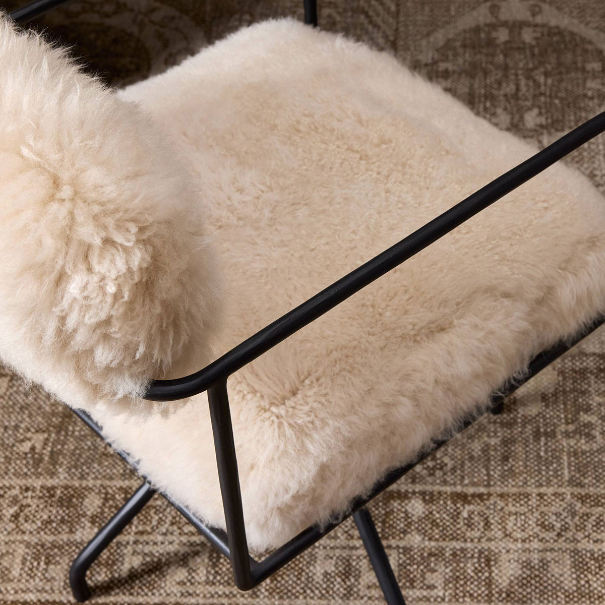 Four Hands Fenn Desk Chair - Champagne Mongolian Fur