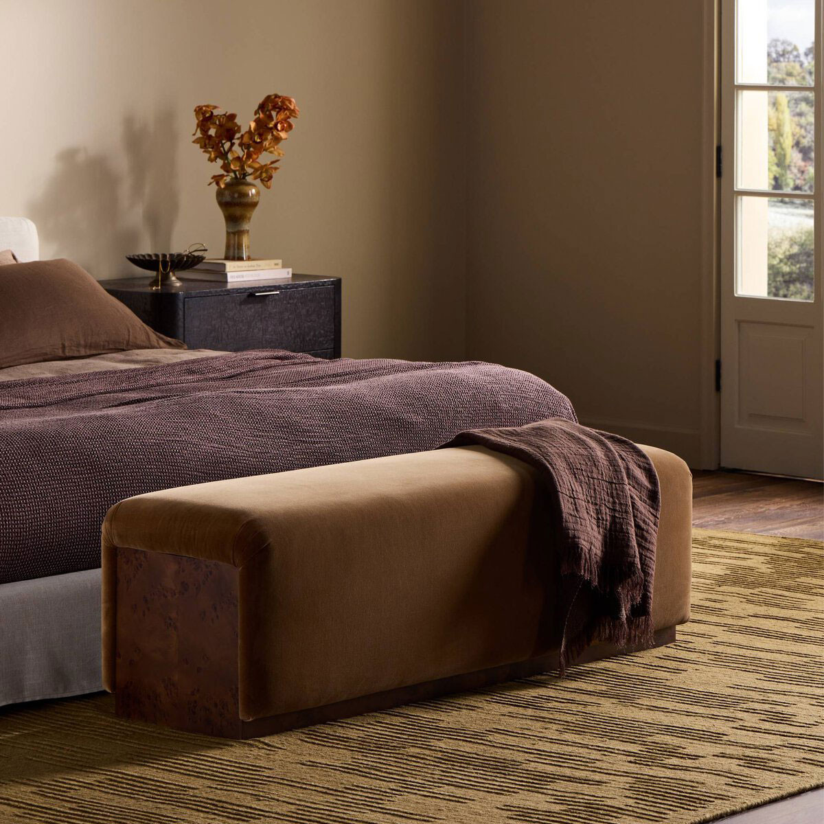 Four Hands Samsoe Accent Bench - Surrey Ochre