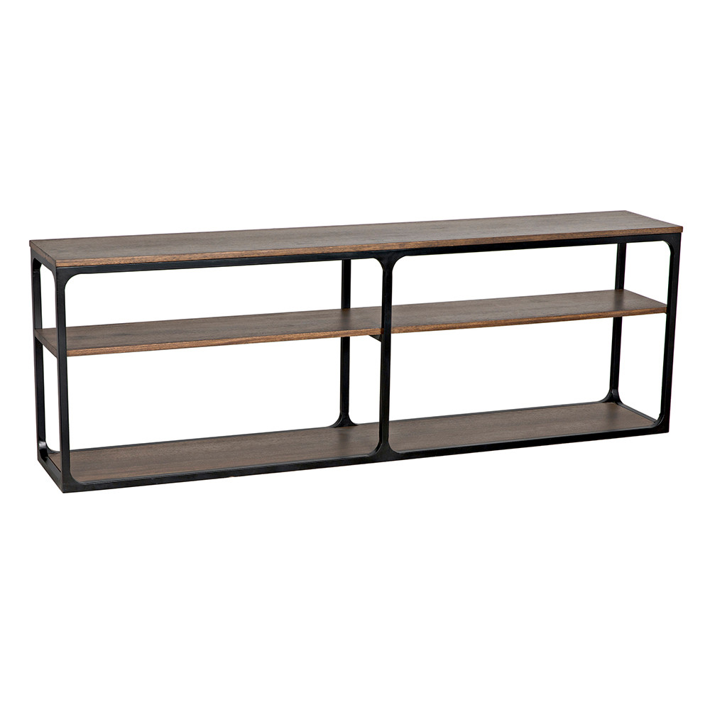 Noir Novie Console - Large - Black Steel With Dark Walnut
