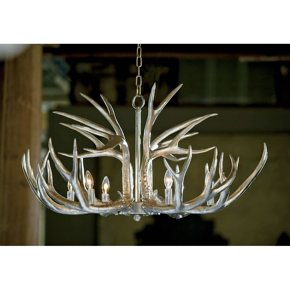 Regina Andrew Antler Chandelier - Silver Leaf