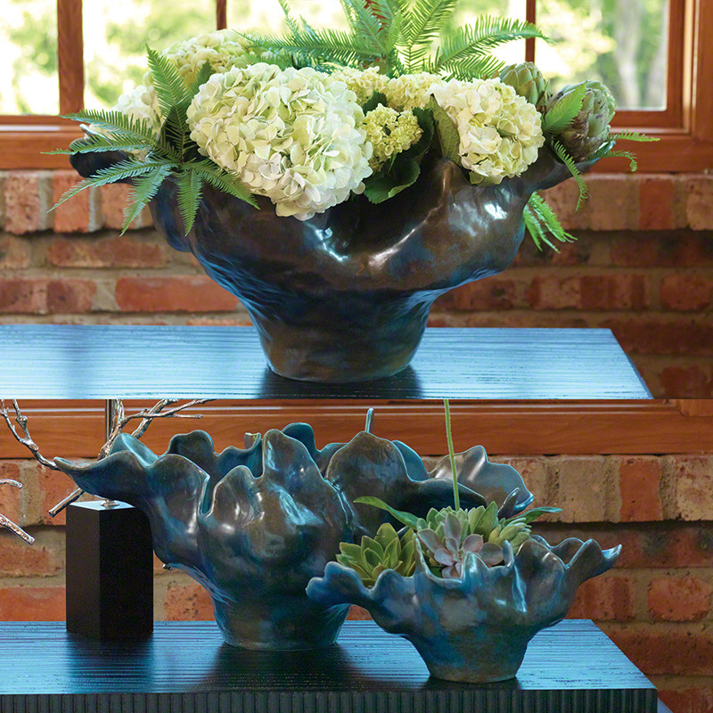 鉢・プランター spicygem Meteorite BOWL var. APOLLO srl Global Views Meteor Bowl - Blue - Med | Interior HomeScapes