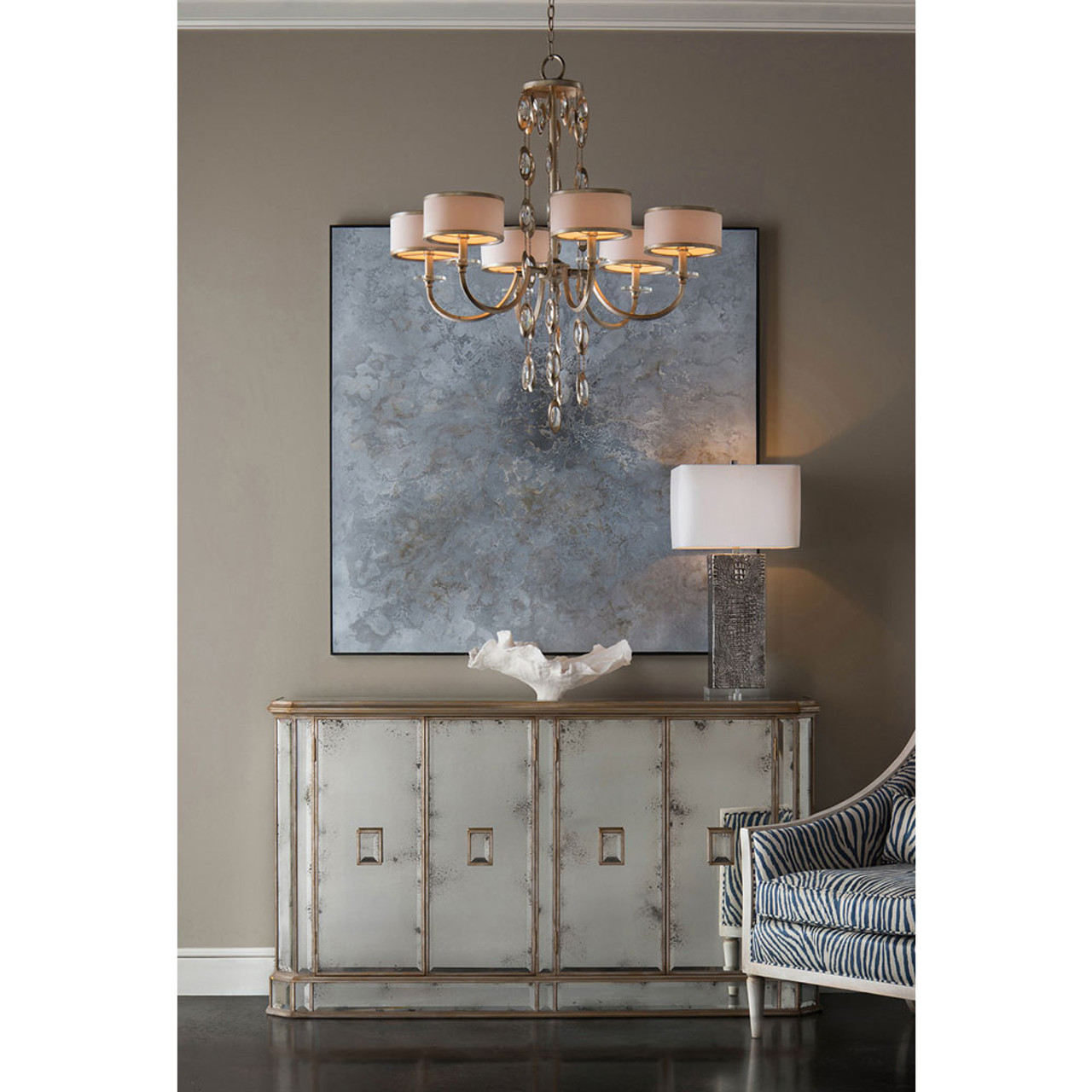 【廃番】カレ◆オブジェ◆Deco Object Composer Flock H-42Hx74Wx18D JUNO FOXED MIRROR CREDENZA